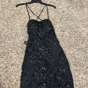 Elegant Black Sequin Dress prom formal